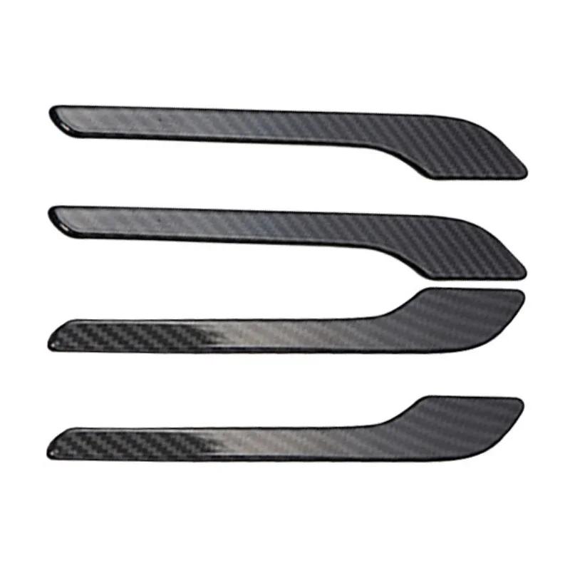 4pcs Car Door Handle Sticker For Tesla Model 3 Y 2017 - 2024 Door Wrap Cover Paste Model3 Model Y Accessories Carbon Fiber ABS