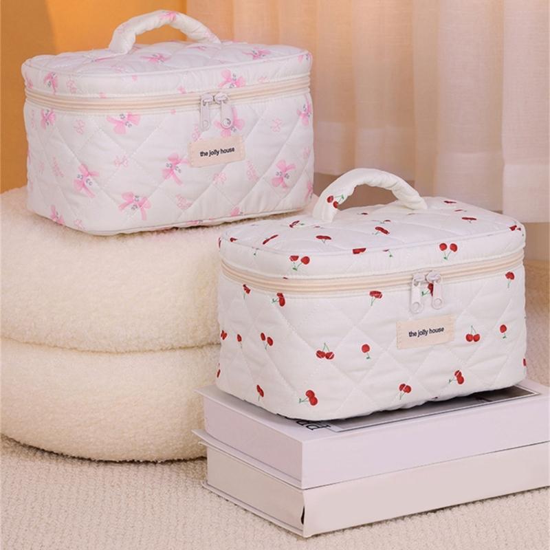 Sac à Maquillage Matelassé à Nœud Mode Accessoire pour Femmes Usage Quotidien Décontracté Voyage Élégant Articles de Rangement Cosmétique