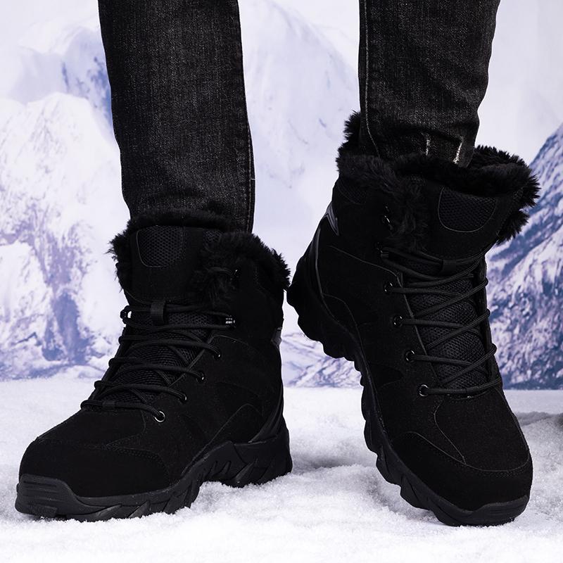 Winter Men's Plush Hiking Boots Warm Outdoor Snow Boots
