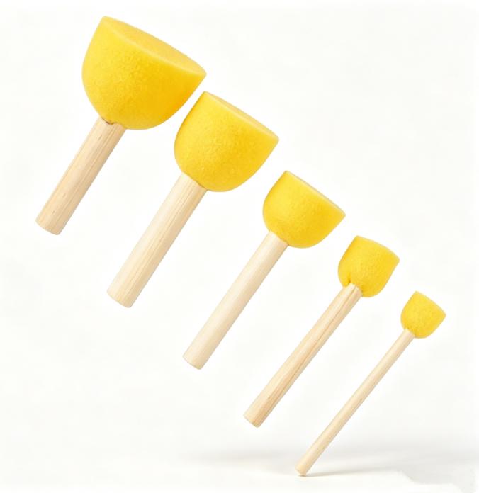 Multi-sized painting sponge brushes, round mushroom-shaped stamps and sponge rods, suitable for graffiti and painting tools.