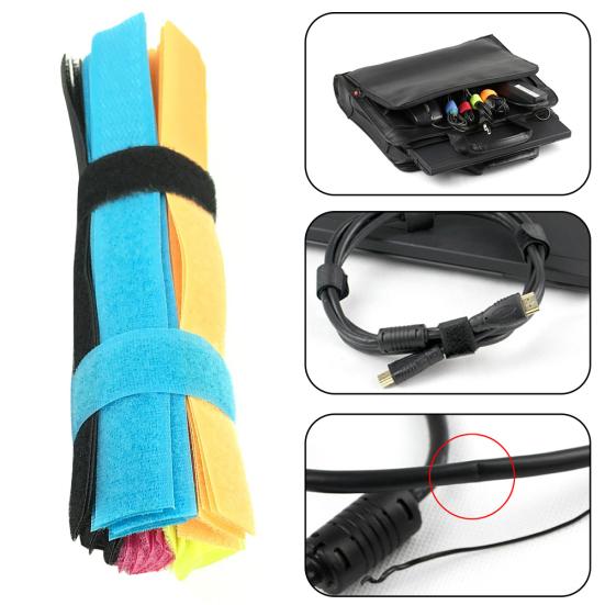 50 Stück Wiederverwendbare Nylon-Kabelbinder Befestigungs-Klettband-Schlaufen Draht-Halter Organizer