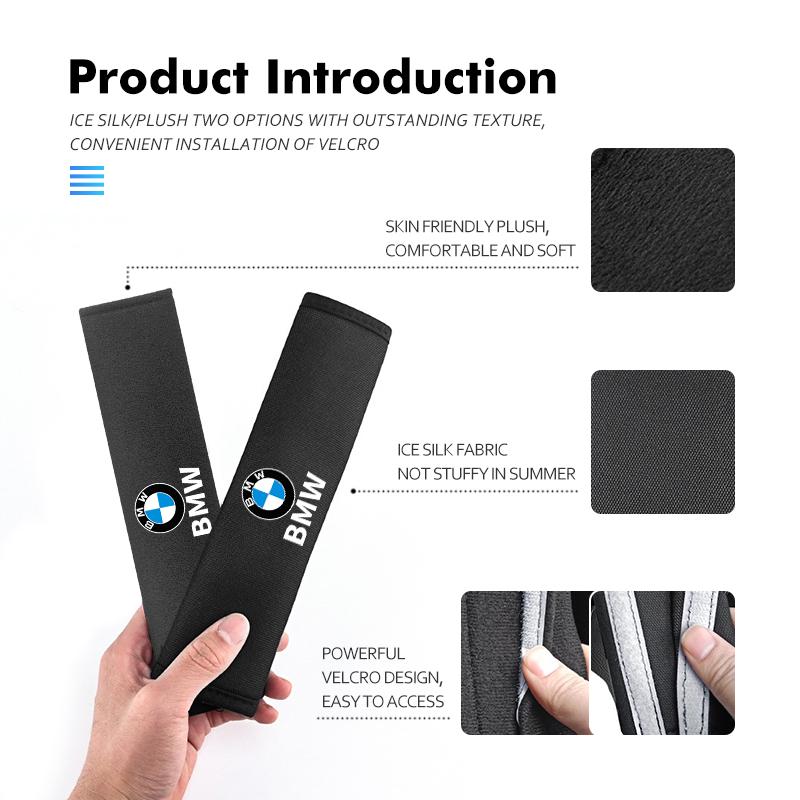 Car Seat Belt Leather Shoulder Protector Safety Belt 2pcs For BMW M Sport M2 M3 M4 M5 M6 E46 E90 E60 F10 F20 E87 X3 X6 QH9