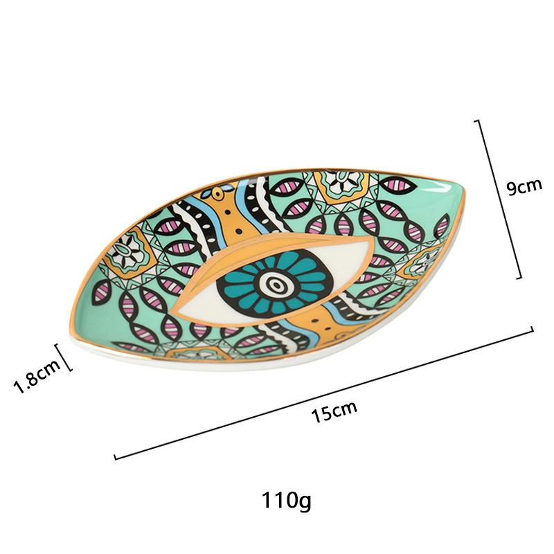 1pc Ceramic Jewelry Storage Tray Turkish Evil Eye Desktop Organizer for Rings Earrings Keys Trinket Plate Home Decor Accessorie