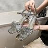 Fashion Flower High Heels Women Sandals Elegant Shoes Square Toe Slingback Summer 2025 Trend Dress Pumps Party Chunky Sandalias De Mujer