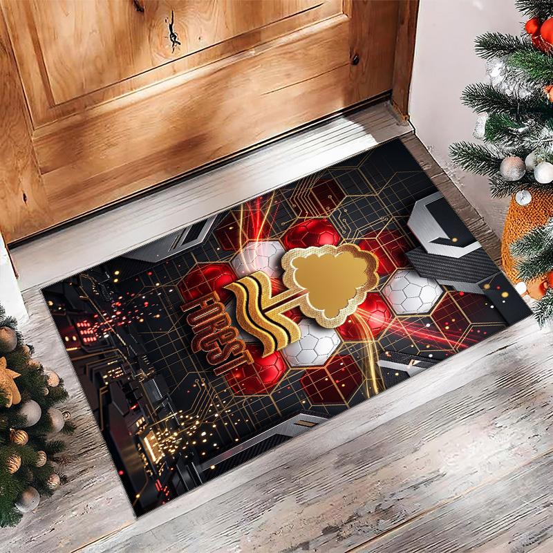 Nottingham Forest Football Print Crystal Velvet Rug, Comfortable Water Absorbent Non Slip Indoor Floor Carpet