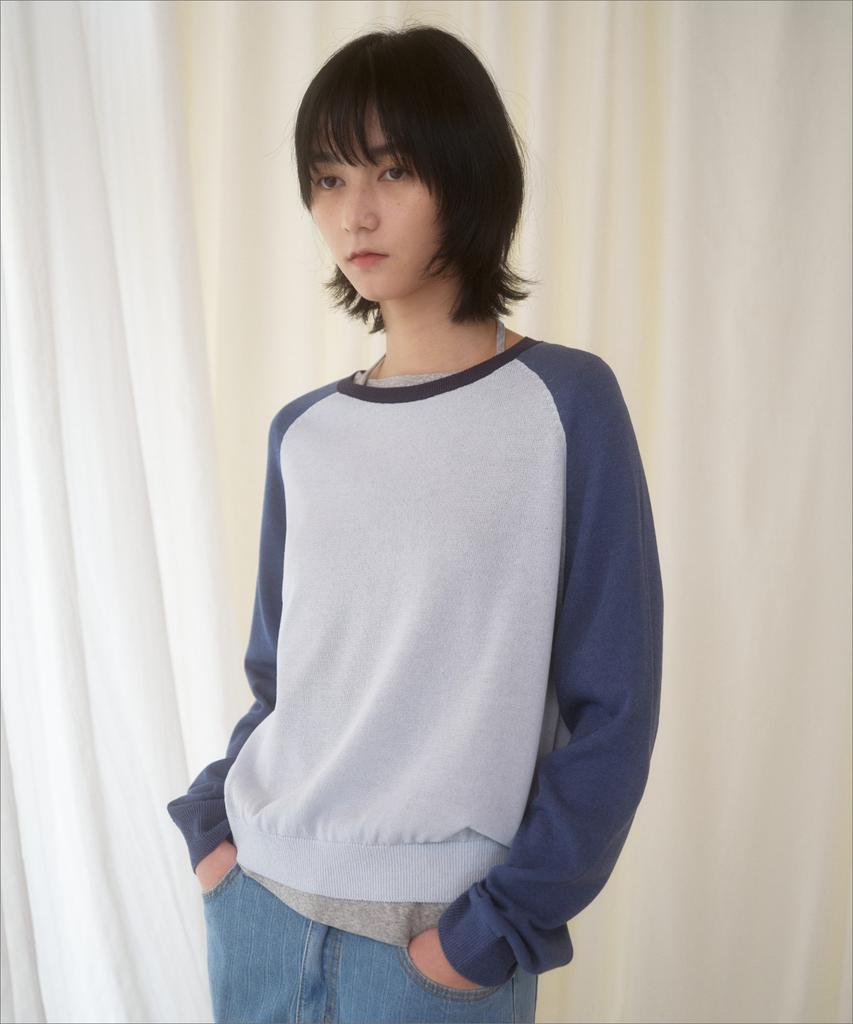 Mangomaenipeullijeu Herrit Raglan Knit_Blue