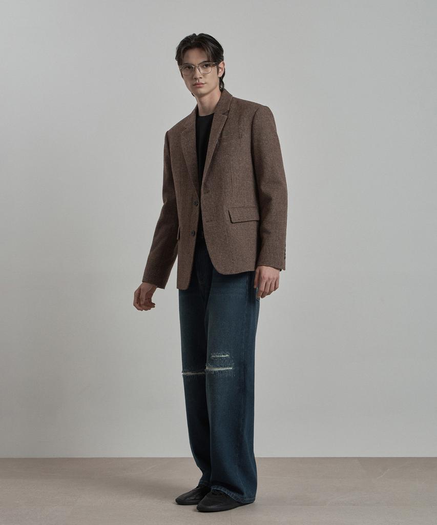 WORK ON BODY OFF Lane Semi-Overfit Check Wool Blazer [Brown]