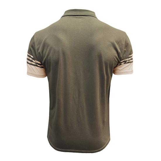 Męska koszulka w paski z krótkim rękawem i klapami T-shirt z oddychającej mieszanki bawełny, casualowa koszulka do noszenia na co dzień, na imprezy, do biura, na golfa
