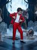 Kinder Michael Jackson Kostüm Rot Schwarz Leder Outfit Jungen Bühnenauftritt Anzug Halloween Kostüm