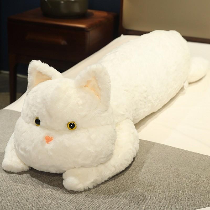 Adorable Black Cat Plush Pillow Long Soft Cuddle Toy For Sleeping And Playing
