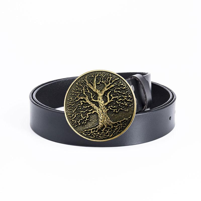 Round Buckle Belt Fashion Casual Men's Cowhide Belt Youth Jeans Belt
