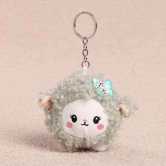 Plush Sheep Keychain with Metal Ring, Stuffed Animal Bag Charm, Soft Embroidered Face Bag Charm for Backpack Purse
