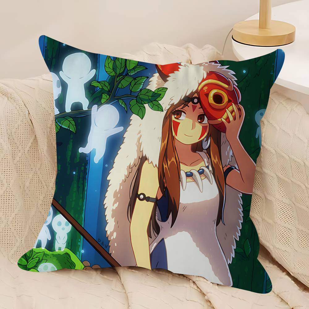 Cartoon M-Mononoke Hime Pillow Gift Home Office Decoration Pillow Bedroom Sofa Car Cushion CoverPillow Case