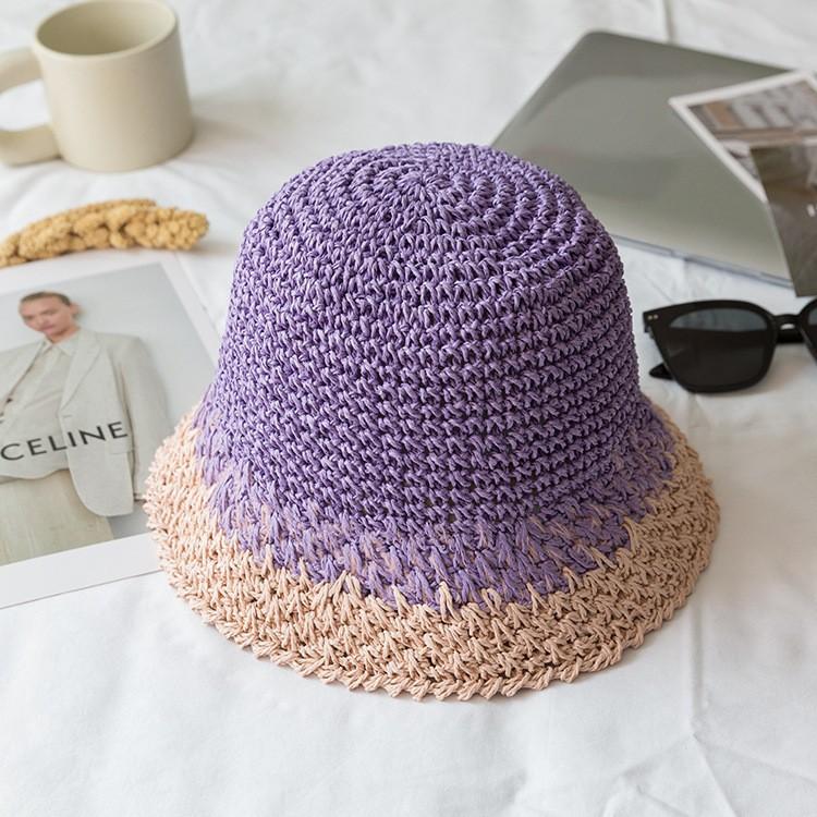 Hat Women's Spring and Summer Versatile Big Brim Straw Hat Summer Seaside Bucket Hat Face Small Sunscreen Hat Sun Hat