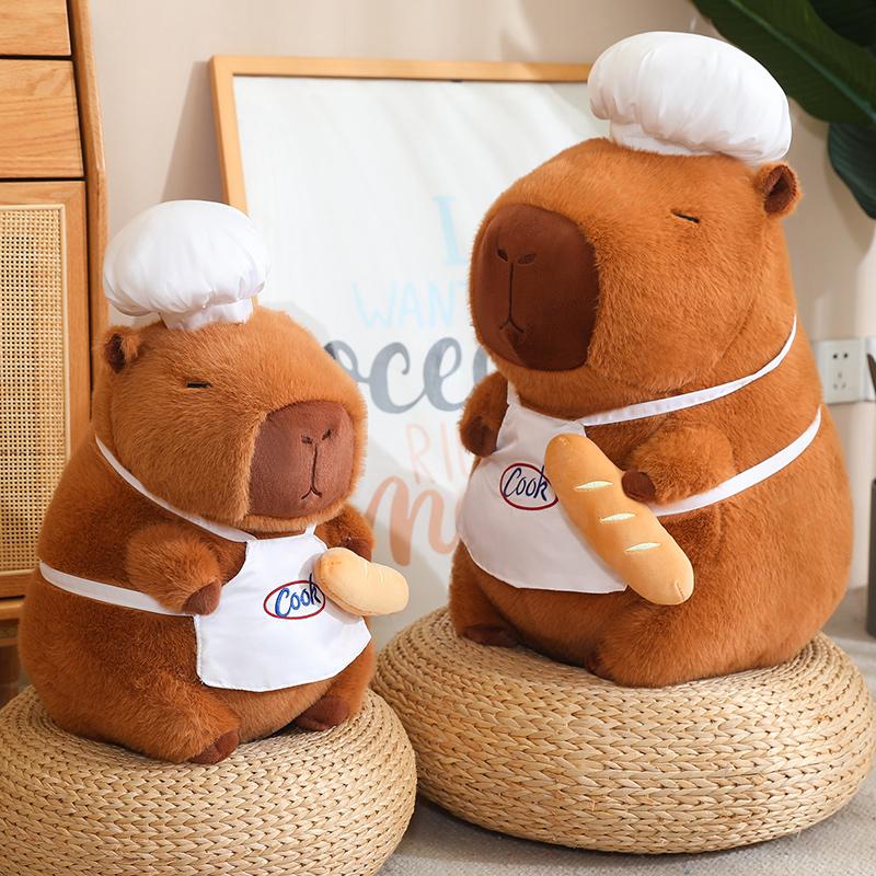 28/35/50cm Cappello da Cuoco Capibara Peluche Simulazione Panettiere Kapibala Anime Giocattolo Morbido Carina Bambola Pane Animali di Peluche Bambola Morbida Regalo di Natale