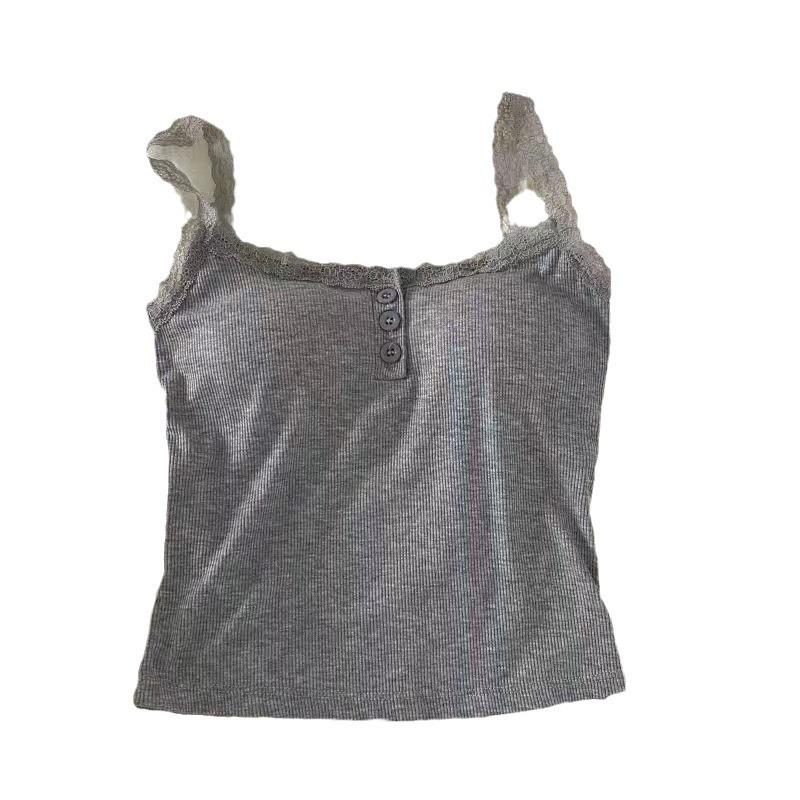Pure Desire Kantknopen met Borstkussen Bretelvest Vrouwelijk Spice Girls Mode Basis Beauty Rug Zomerkleding Buiten De Top