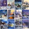Diy 5D Diamond Painting Full Round Drill Winter Nature Cross Stitch Mosaic Resin Diamond Embroidery Set Snow Scenery Decor