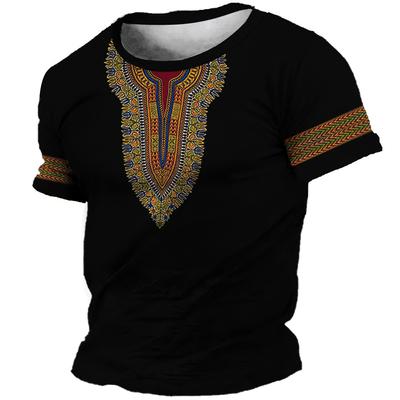 Afrikanske klær for menn Dashiki T-skjorte Tradisjonell klær Kortermet Uformelt Retro Streetwear Vintage Etnisk stil