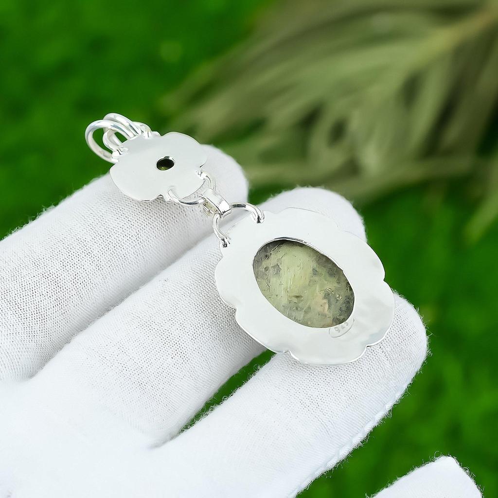 Natural Unakite Gemstone Pendant 925 Sterling Silver Indian Jewelry For Women