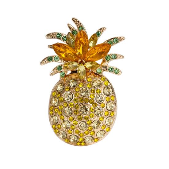 Women Brooch Dazzling Rhinestones Inlaid 3D Pineapple Design Brooch Suit Lapel Sweater Dress Coat Badge Dresses Suits Handbags Jewelry