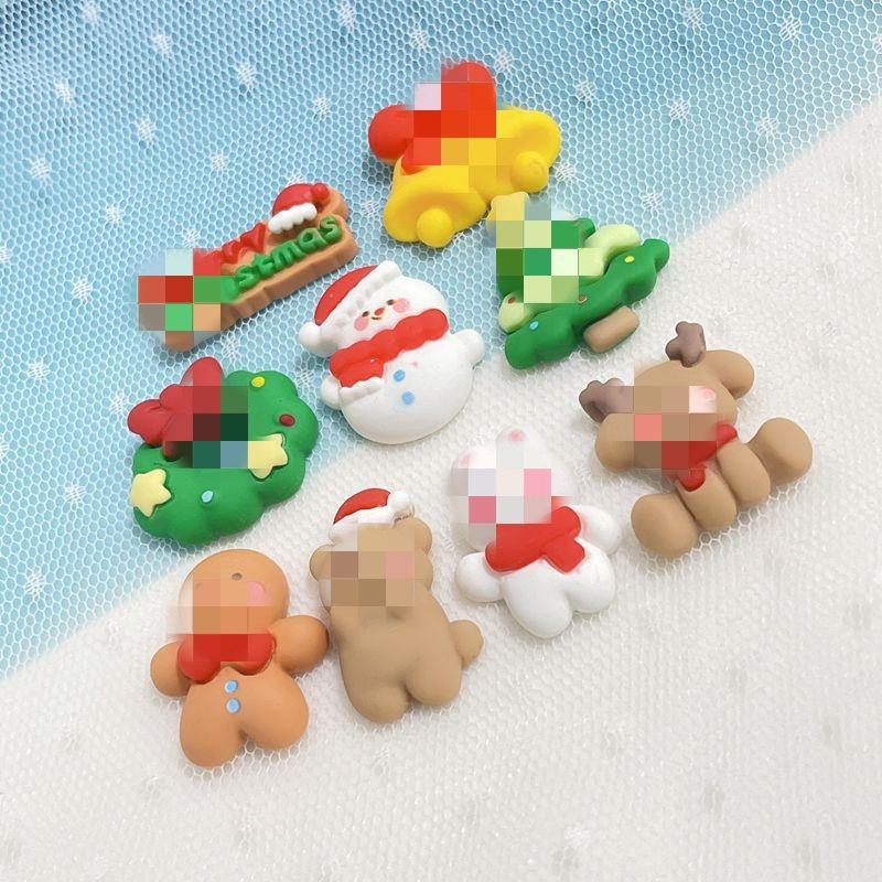 Cute Christmas Snowman Wreath Resin Accessories For Diy Phone Cases And Hair Accessories