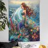 Anime-style Mermaid Home Decoration Wall Hanging Fabric Tapestry Decorative for Family Rooms Bedrooms Background Friend's Gift