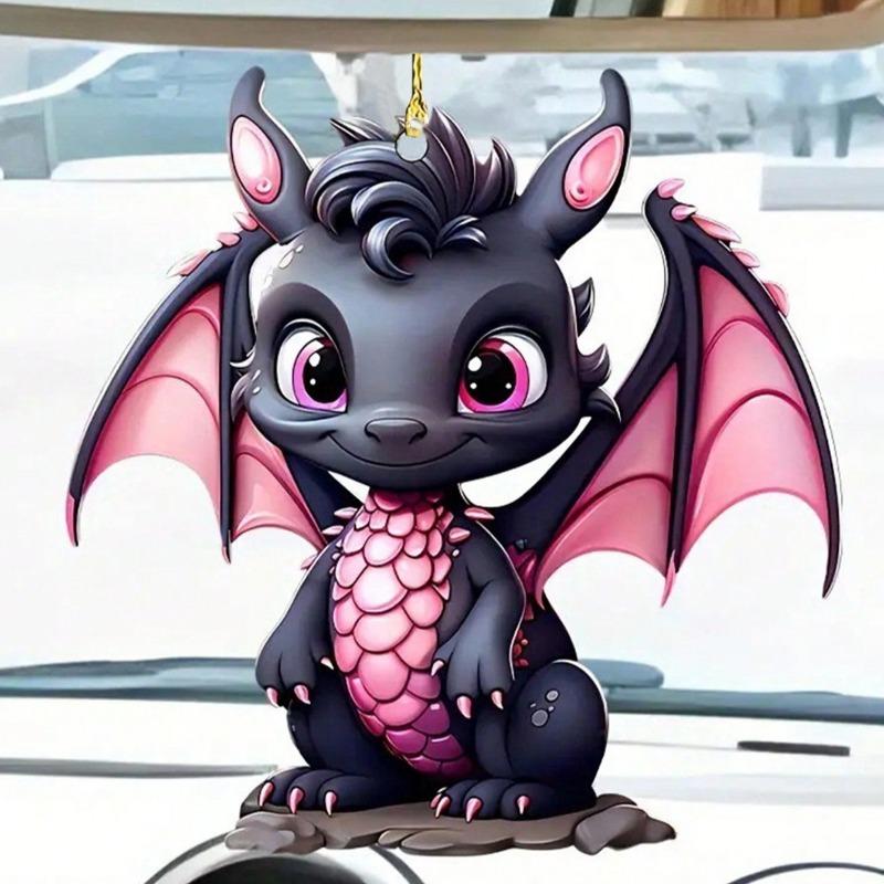 Ακρυλικό διακοσμητικό μενταγιόν Black Dragon, Αξεσουάρ αυτοκινήτου, Διακόσμηση καθρέφτη εσωτερικού χώρου, Χριστουγεννιάτικο δέντρο, 2D επίπεδο μενταγιόν, τσάντες και μπρελόκ