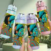 1PC African Face Swirl Color Art 750ml Color Plastic Sports Water Bottle Leakproof Flip Straw Lid Suitable for Sports Office Home Use