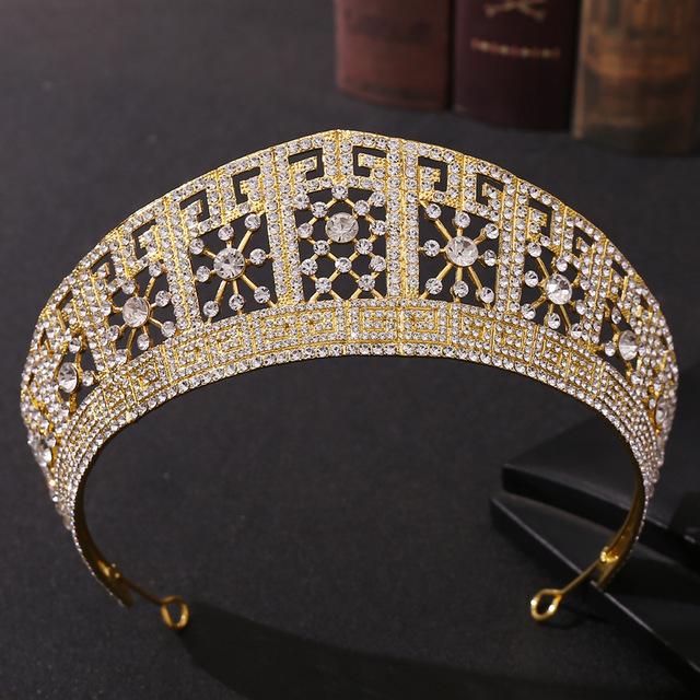 Baroque Silver Color Rhinestone Crystal Queen Big Crown Bridal Wedding Tiara Women Beauty Pageant Diadem Bridal Hair Accessories