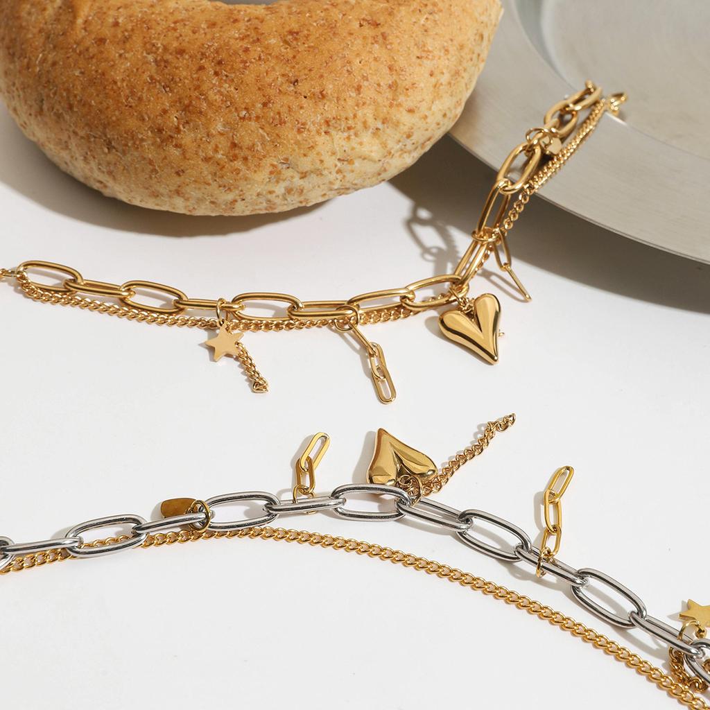 Layered Love Chain Titanium Steel Bracelet Minimalist Luxury Stacking Jewelry for Women