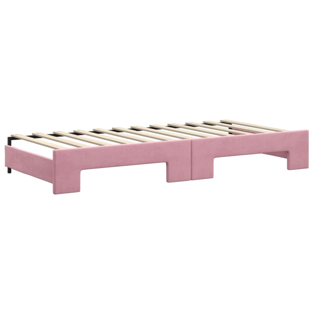 Daybed Pull out with Drawers Pink 90x200 cm Velvet
