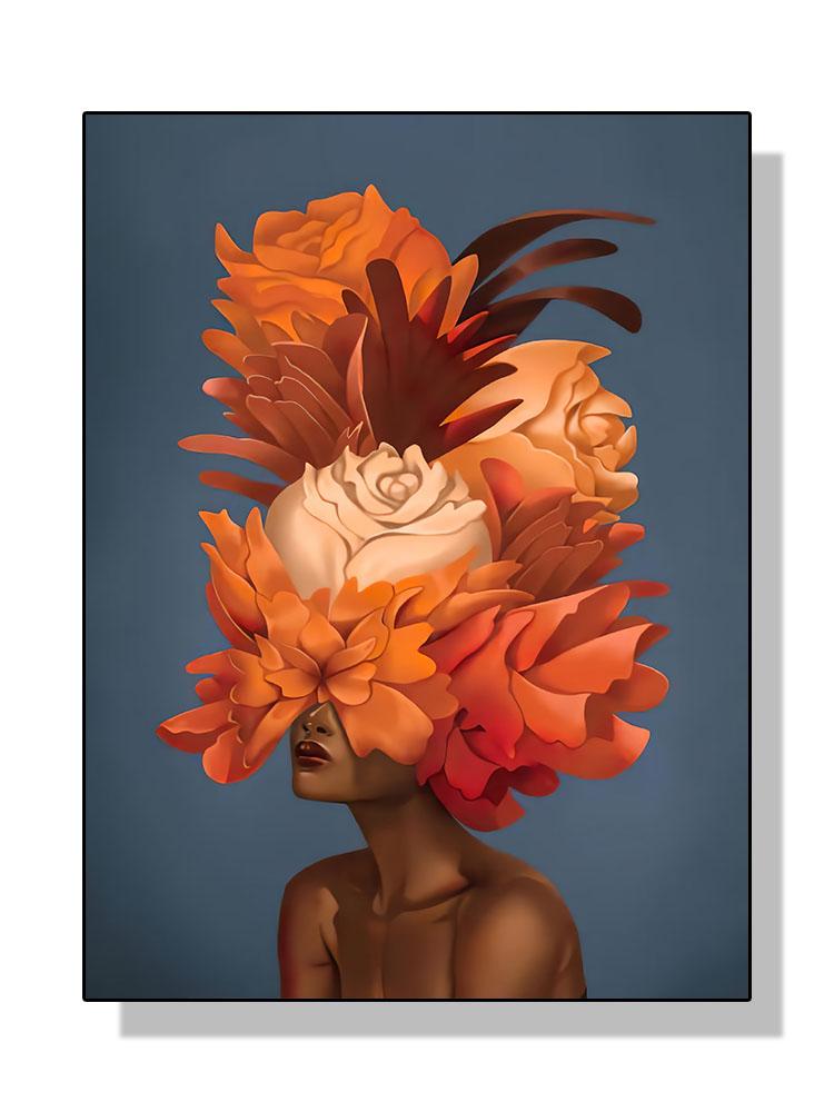 Moderne sexy vrouw bloemen hoofd poster canvas schilderij abstracte mode dame kunst aan de muur voor woonkamer woondecoratie Cuadros