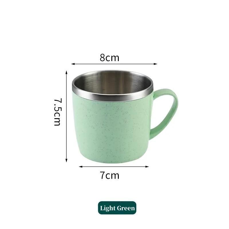 Stainless Steel Cup Double-Layer Shatterproof Anti-Scalding Coffee Tea Mugs with Handle Portable Insulated Cup for Home Office