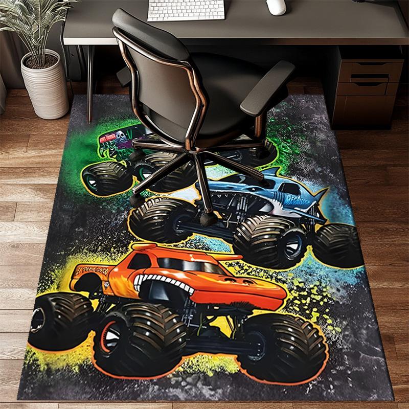 Mon-ster Truck Adventure Floor Mat for Living Room, Game Rooms, Office, Bedroom, Office Floor Mat Playful Design, Christmas Fan Gifts