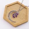 Handmade Crochet Moon Crystal Tassel Grape Cluster Natural Stone Necklace