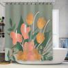 Floral Shower Curtain Botanical Pattern Bathroom Decor Nature Theme Waterproof Fabric Backdrop Modern Artistic Design Home Texti