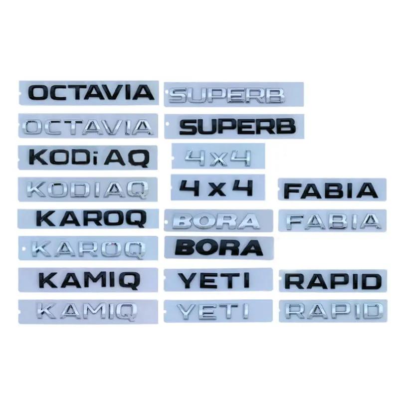 4X4 FABIA KAMIQ KAROQ KODIAQ OCTAVIA RAPID SUPERB YETI Skoda Letter Logo Car Stickers for Skoda Series Refit Trunk Accessories