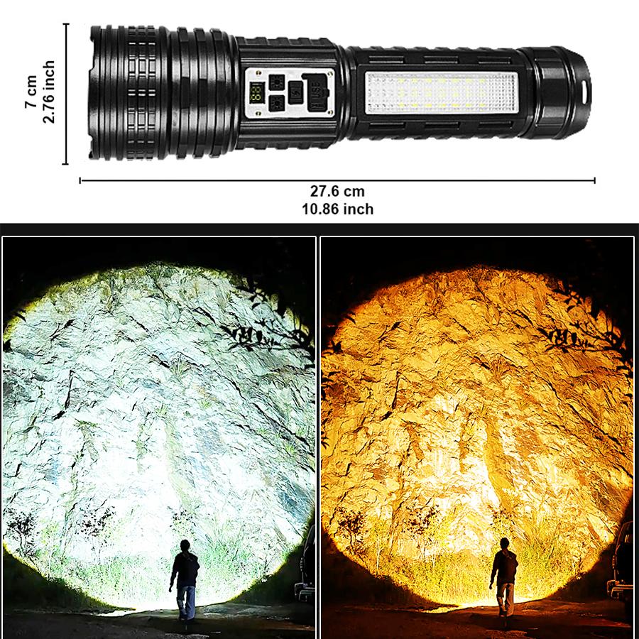 12000LM Rechargeable Flashlight Super Powerful Torch High Power Lantern Outdoor Emergency Lighting