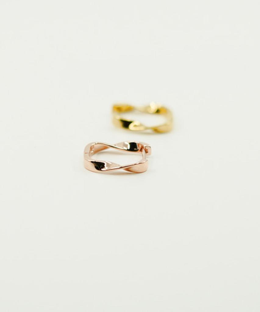 Alleun Silver 925 Square Twist One-Touch Ring Earrings
