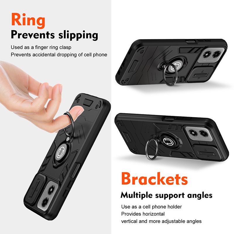Coque Robuste Armure Antichoc Anti-Poussière Pour Motorola Moto G04 G05 G13 G14 G15 Power Support Anneau Protection Objectif Caméra