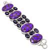 Copper Charoite, Amethyst Handmade 925 Sterling Silver Gift Bracelet 7-8" W1d42