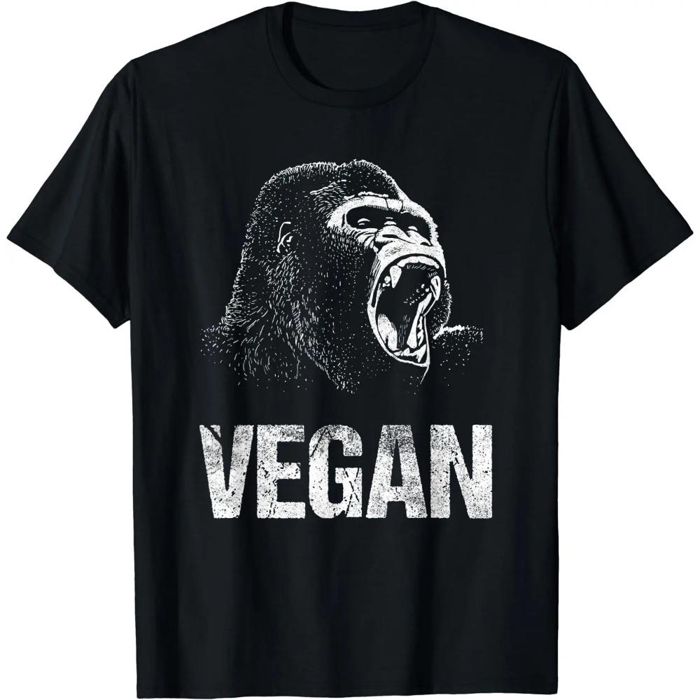 Funny Vintage Powered Plants Vegetarian By Vegan Diet T Shirts Summer Graphic Cotton Birthday Gift Men Clothing Oversized Unisex