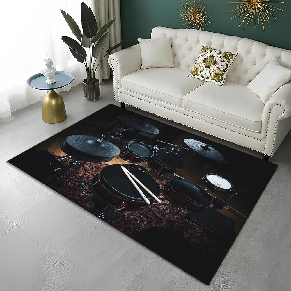 Music Instruments Drum Kit Drum Set Carpet Rug for Home Living Room Bedroom Sofa Doormat Decor,kids Area Rug Non-slip Floor Mat