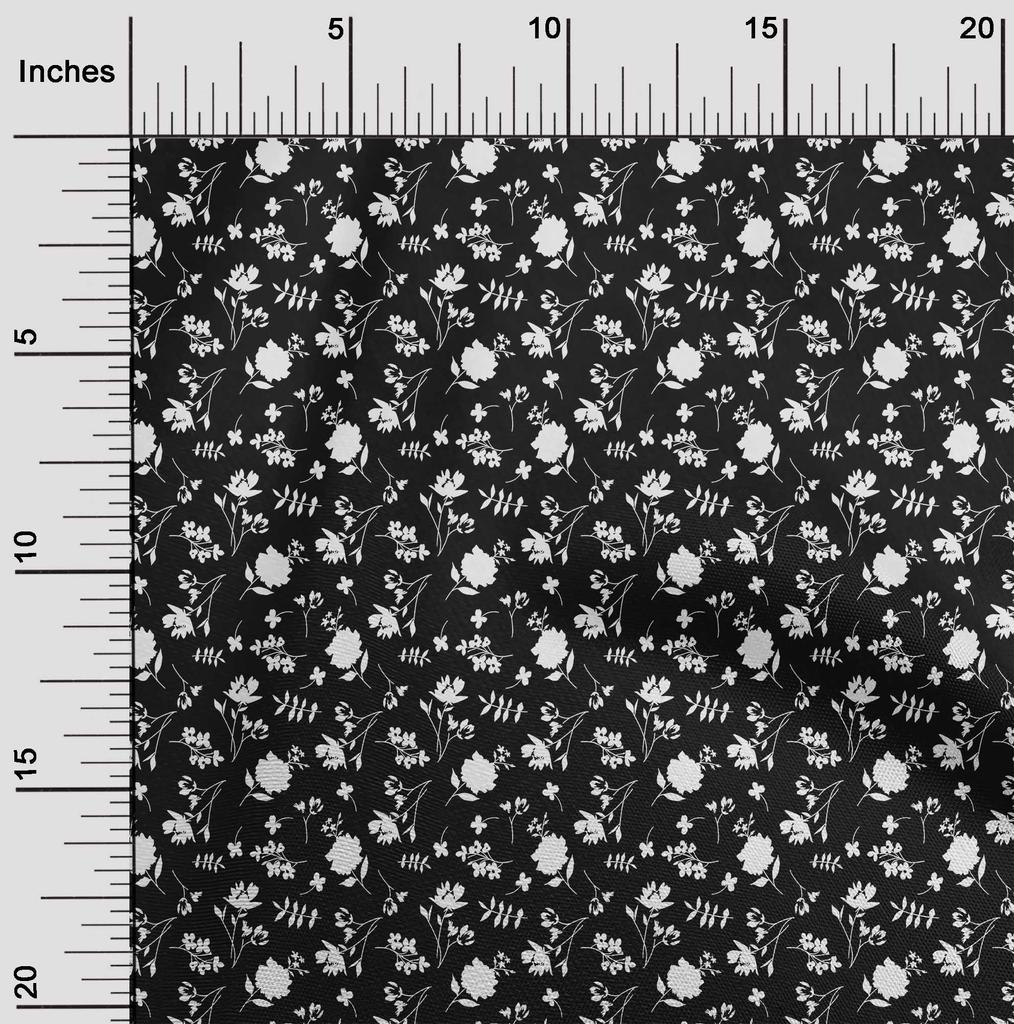 oneOone Cotton Flex Black Fabric Floral Dress Material Fabric Print Fabric By The Yard 40 Inch
