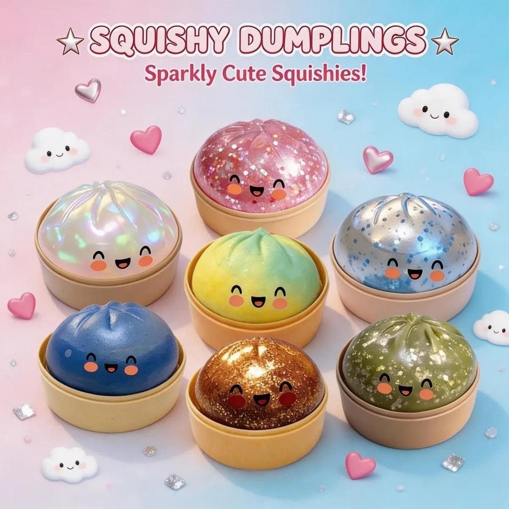 Giant Squishies Dumpling Bun Toy, Slow Rising Glitter Dumpling Stress Ball, Stress Relief Fidget Toy For Home Office Travel