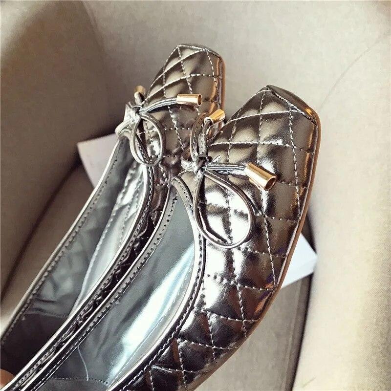 Spring Summer Shoes Women Flats Square Toe Ladies Brand Shoes Fashion Ballet Flats Black Gold Soft Plus Size 41