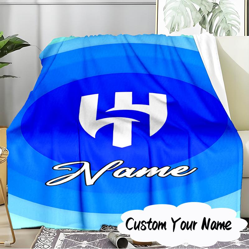 Custom Name Al Hilal Logo Blanket Ideal Bedding Blanket Perfect for Travel, Camping, Living Rooms, Offices, Sofas, Fan Christmas Gift