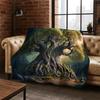 Lebensbaum Nordische Mythologie Yggdrasil Natur Cartoon Flanelldecke Weiche Wohndecke für Schlafzimmer Wohnzimmer Bett Reise Kind