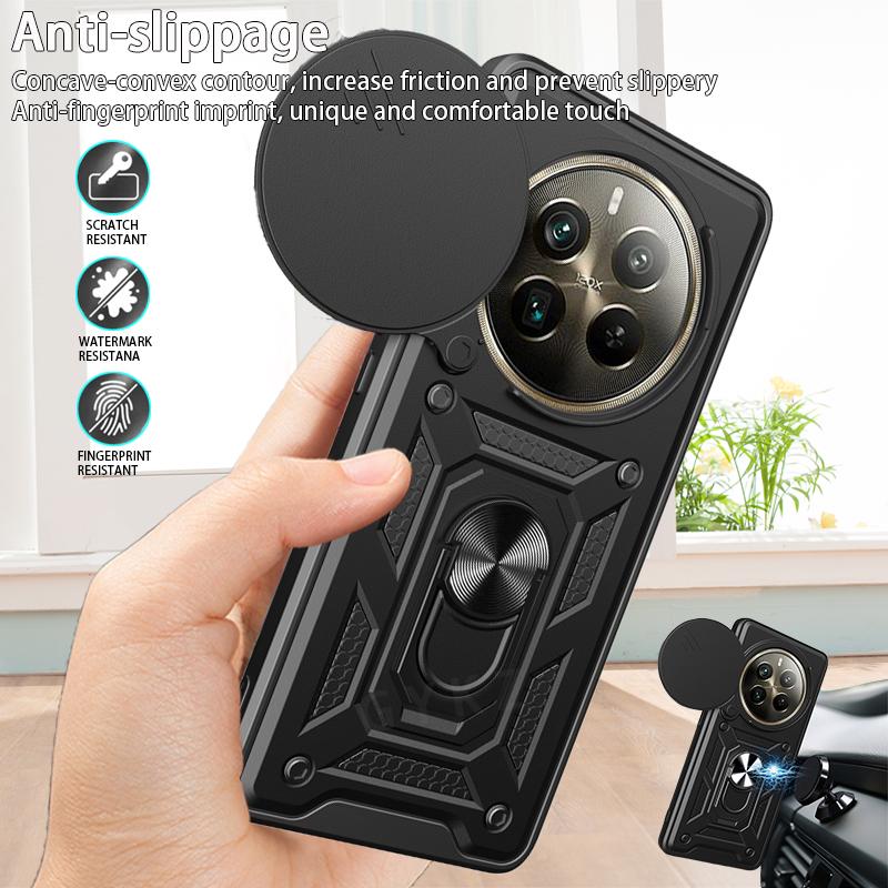 Pre puzdro Realme 12 Pro 5G s posuvným krytom kamery, pancierové puzdrá na telefón pre Oppo Realme 12 Pro + Plus 12Pro s magnetickým držiakom a krúžkom, zadný kryt