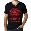 Men’s Vintage Tee Shirt Graphic T Shirt V Neck California Trading 2025 Deep Black Red Text